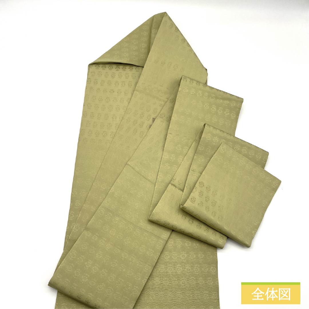 名古屋帯 正絹 Aランク 淡黄蘗色（うすきはだいろ） 竹屋町刺繡 葡萄唐草 帯丈364cm ポイント柄 セミフォーマル 黄系 1124010373323 名古屋仕立て