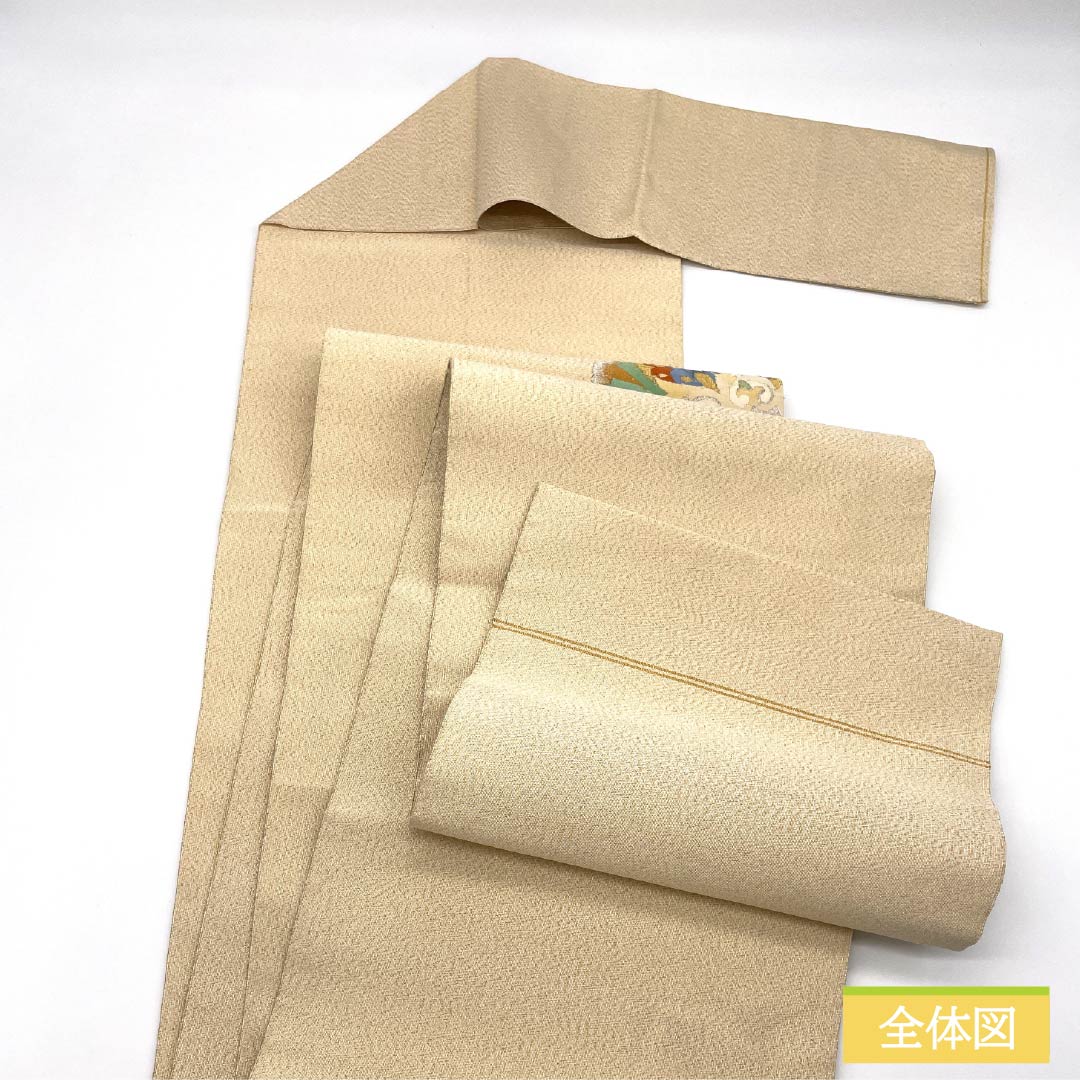 Nagoya Obi, Pure Silk, S-Rank, Floral Design, Tapestry Weave, Length 358cm, Pointed Pattern, Formal, Gold, Pine Needle Pattern, Item Number 1124010032321