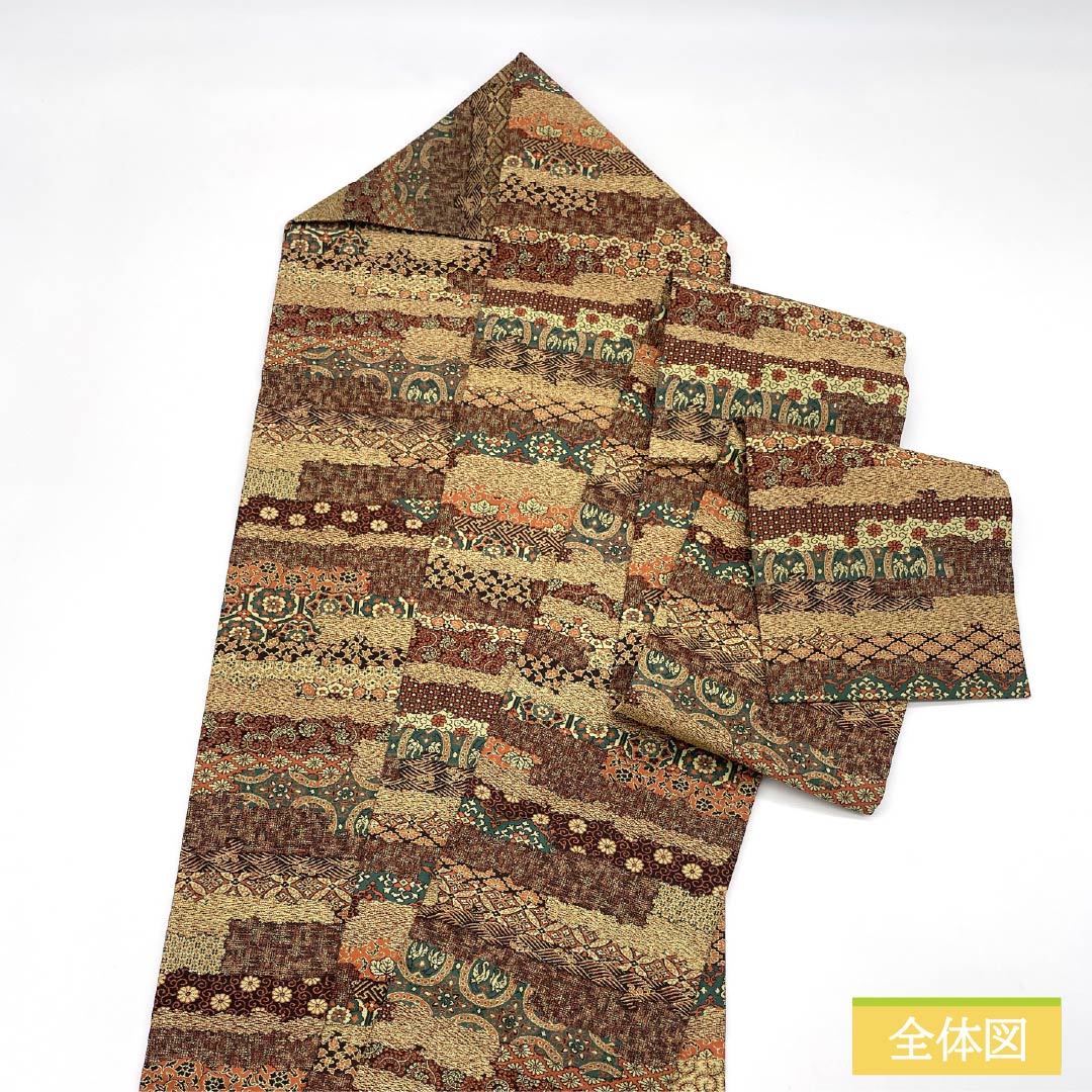 Nagoya Obi, Pure Silk, S-Rank, Manyo, Shoba Weave, Yamaki Orimono, Varied Horizontal Stripes, Length 351cm, Full Length, Casual, Gradient, Item Number 1124010082399, Nagoya Style