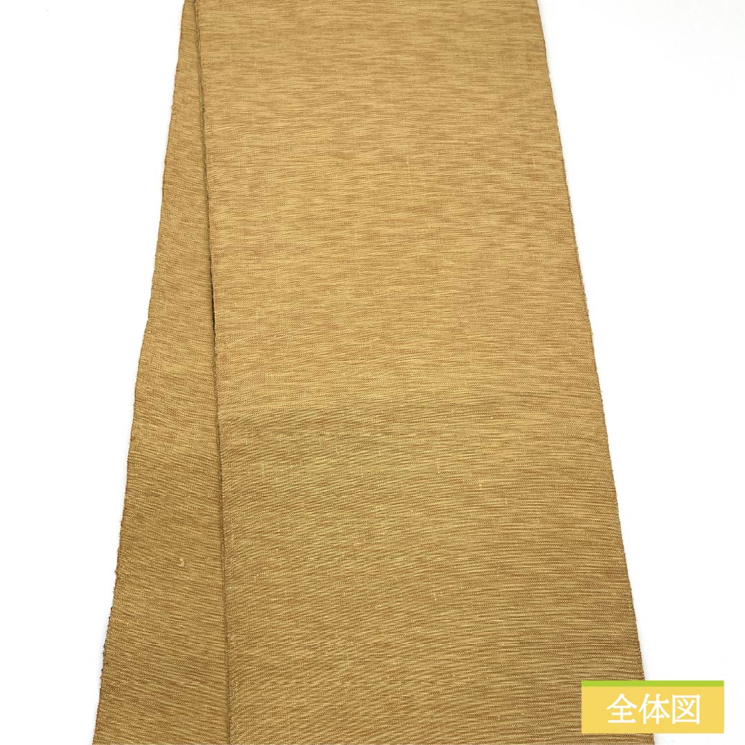 名古屋帯 正絹 Aランク 薄柑子色（うすこうじいろ） すくい織 抽象模様 帯丈380cm ポイント柄 カジュアル 黄系 1124010273423 開き仕立て