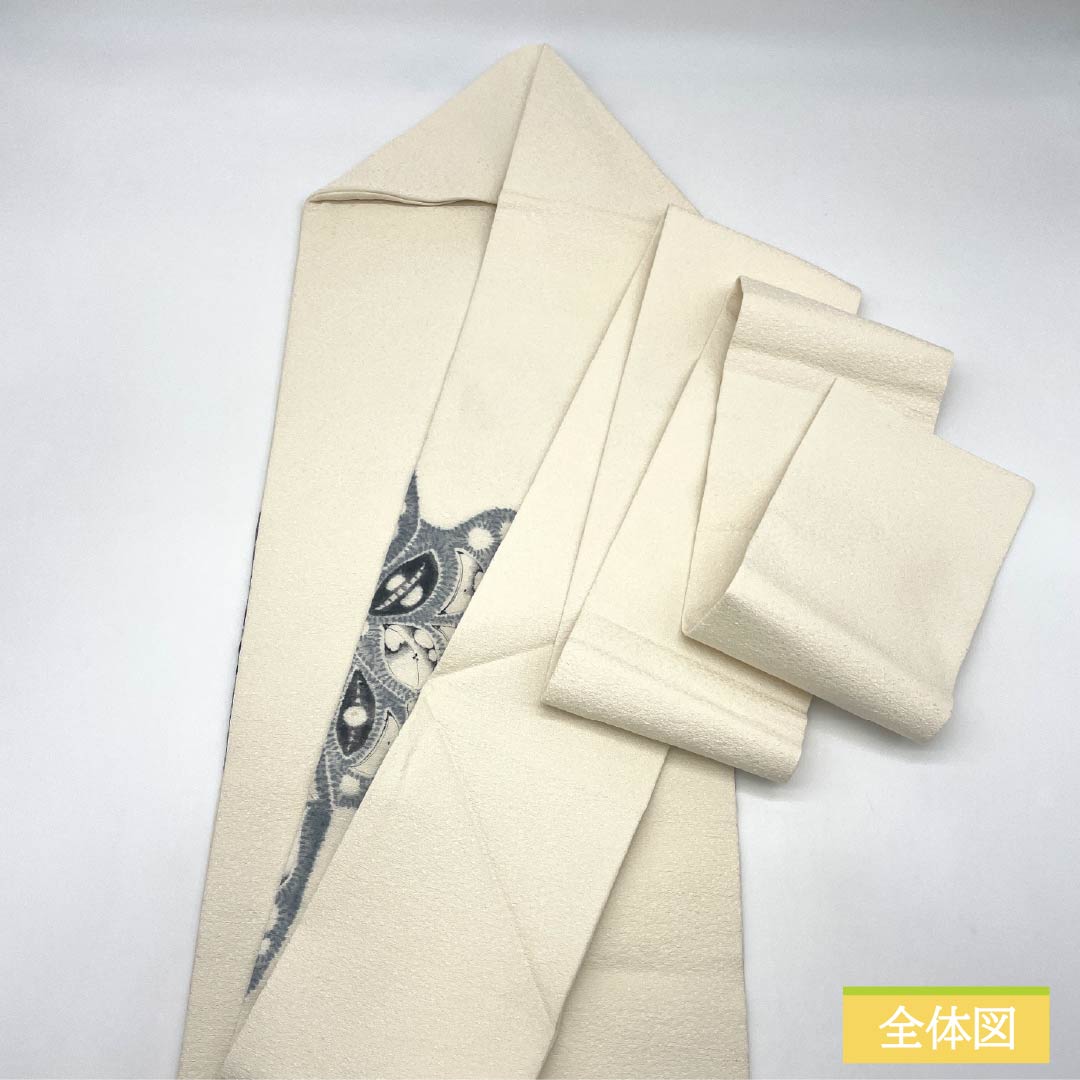 名古屋帯 正絹 Aランク 辻ヶ花 染め帯 作家物 帯丈388cm ポイント柄 カジュアル クリーム系 1124010353415 名古屋仕立て
