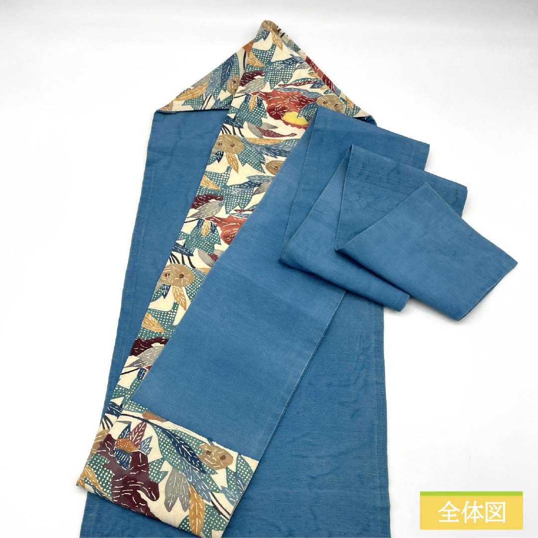 名古屋帯 正絹 Bランク 乳白色（にゅうはくしょく） 京紅型 染め帯 草花模様 帯丈349cm 六通 カジュアル クリーム系 1124009934315 名古屋仕立て