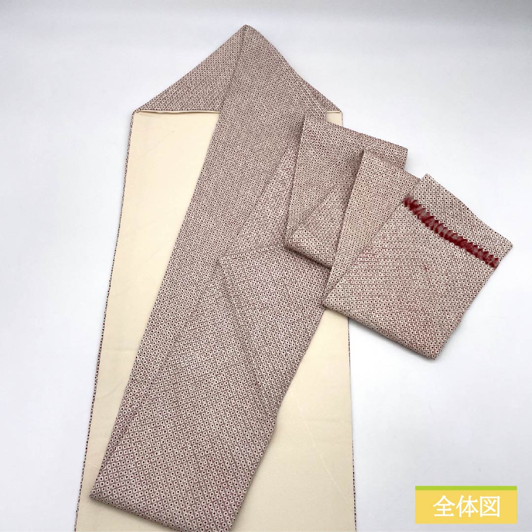 名古屋帯 正絹 Sランク 白橡色（しろつるばみいろ） 総絞り 鹿の子絞り 染め帯 帯丈333cm 全通 カジュアル ベージュ系 1124010252325 名古屋仕立て