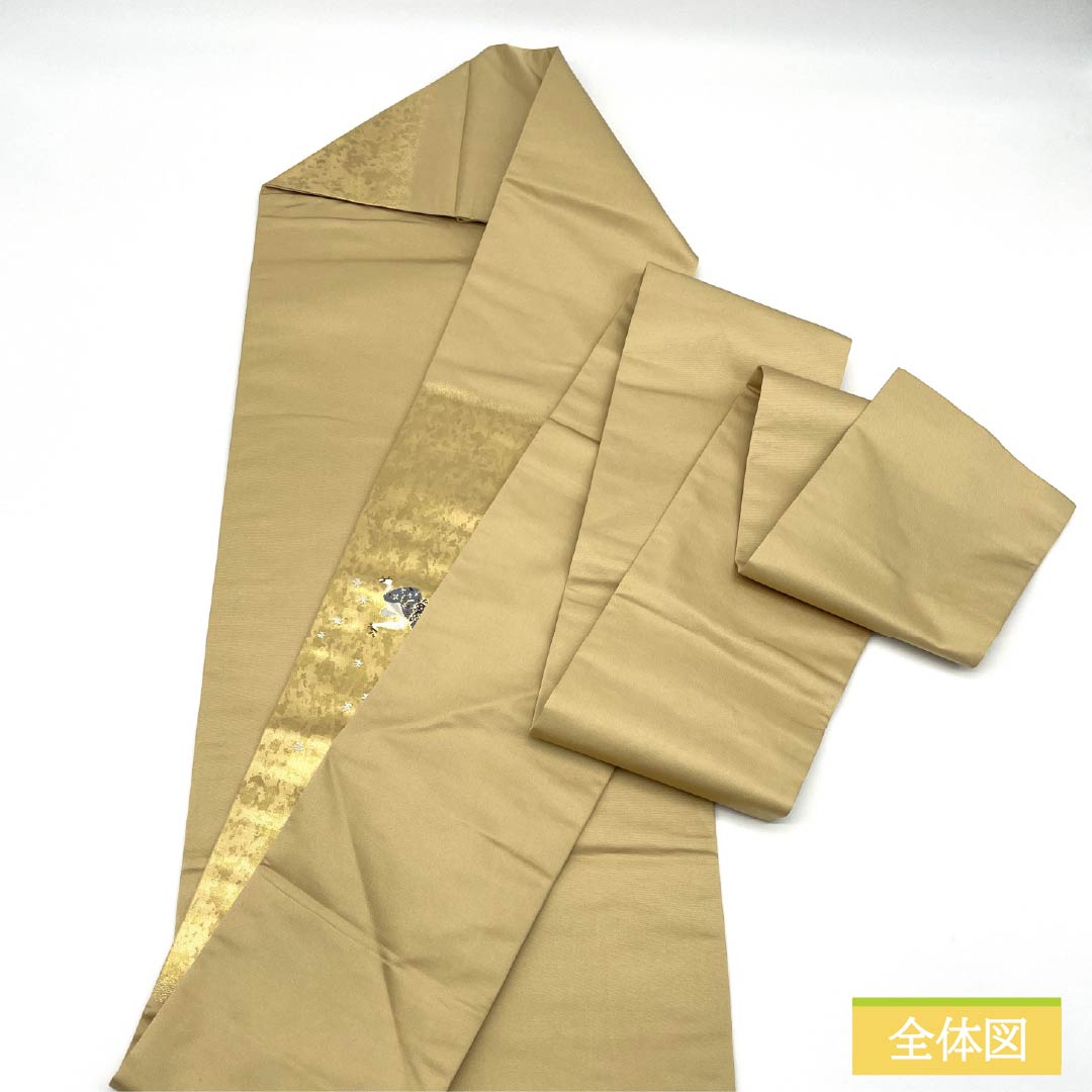 名古屋帯 正絹 Sランク 童 西陣織 引箔 帯丈362cm ポイント柄 セミフォーマル 金系 1124010282321 名古屋仕立て