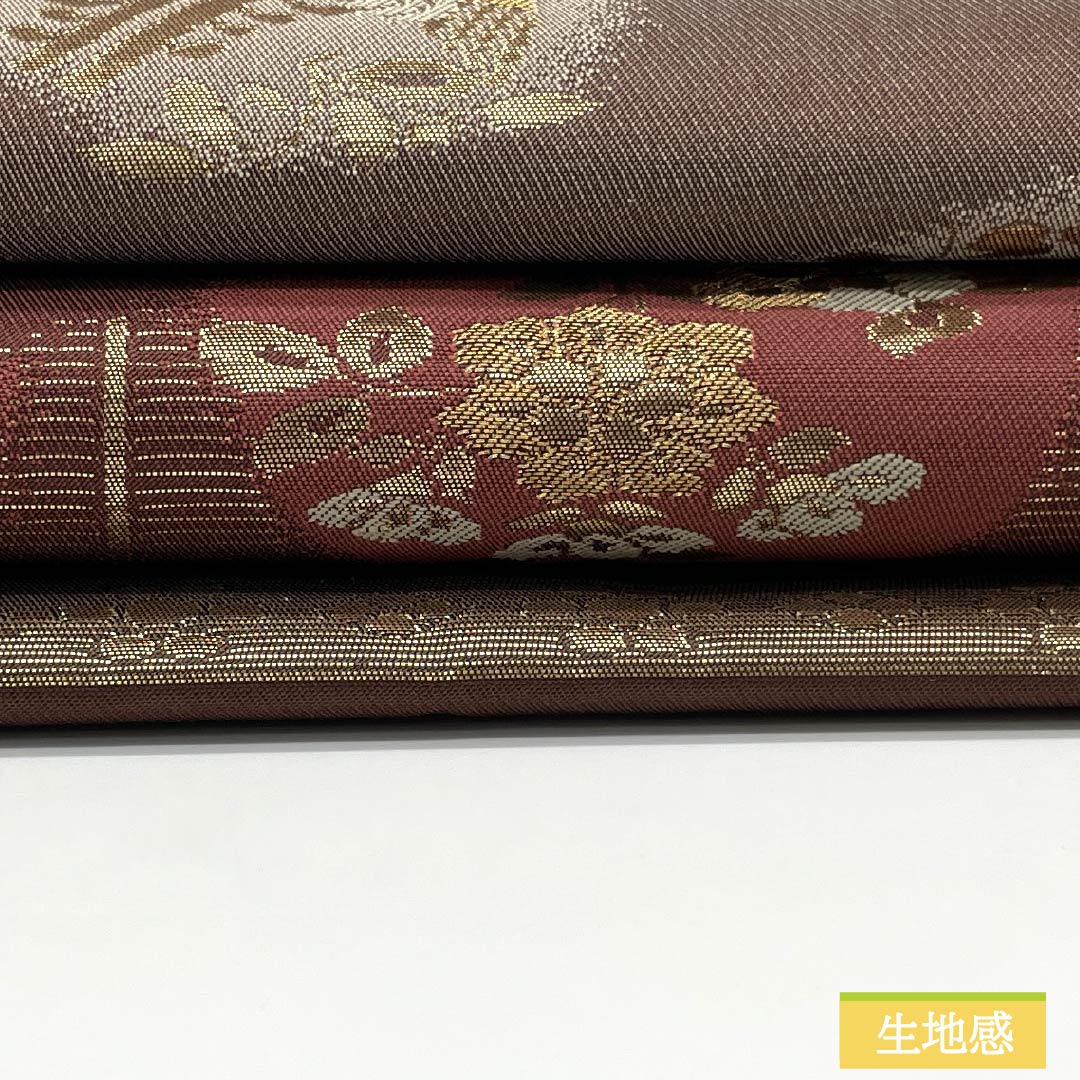 名古屋帯 正絹 Sランク 吉祥文様 西陣織 帯丈350cm 六通 セミフォーマル 茶系 1124010232314 名古屋仕立て