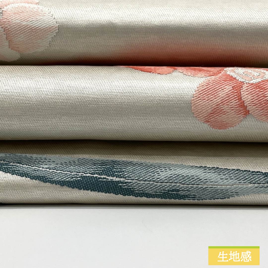 名古屋帯 正絹 Sランク 胡蝶蘭 西陣織 引箔 帯丈354cm ポイント柄 セミフォーマル 銀系 1124010392322 名古屋仕立て