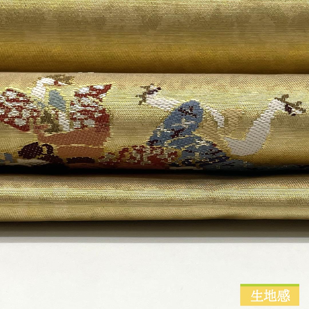 名古屋帯 正絹 Sランク 童 西陣織 引箔 帯丈362cm ポイント柄 セミフォーマル 金系 1124010282321 名古屋仕立て