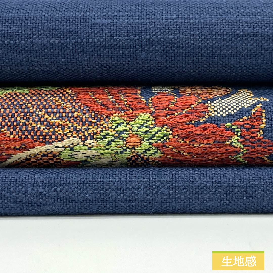 名古屋帯 正絹 Sランク 抽象花 西陣織 帯丈348cm ポイント柄 カジュアル 紺系 1124010122318 名古屋仕立て