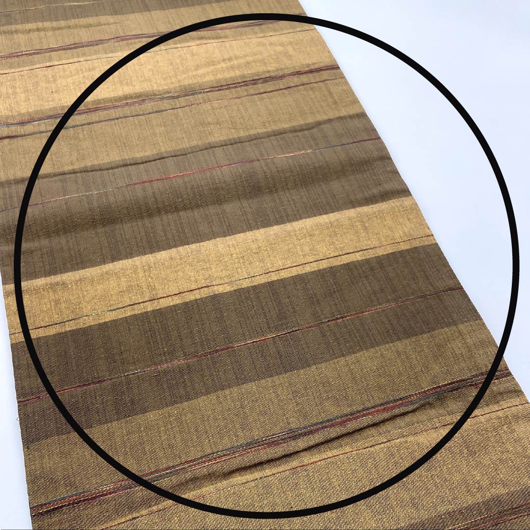 Nagoya Obi, Pure Silk, Grade A, Horizontal Stripes, Tsumugi Fabric, Length 340cm, Six-Ply, Casual, Brown, 1124010073314, Nagoya Style