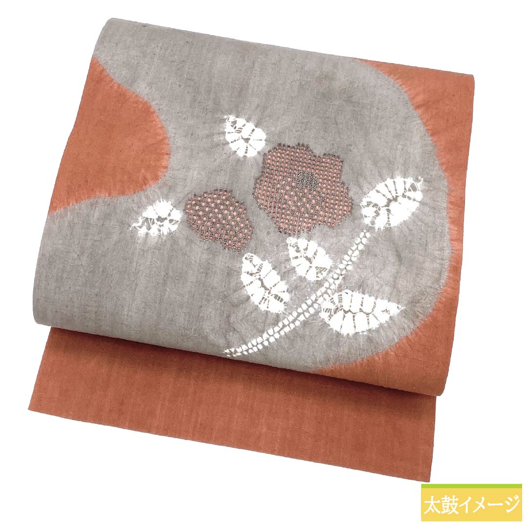名古屋帯 正絹 Aランク 名古屋仕立て 赤蘇芳色（あかすおういろ） 汕頭刺繍 絞り 古典柄 帯丈359cm ポイント柄 カジュアル ピンク系 1124012553313