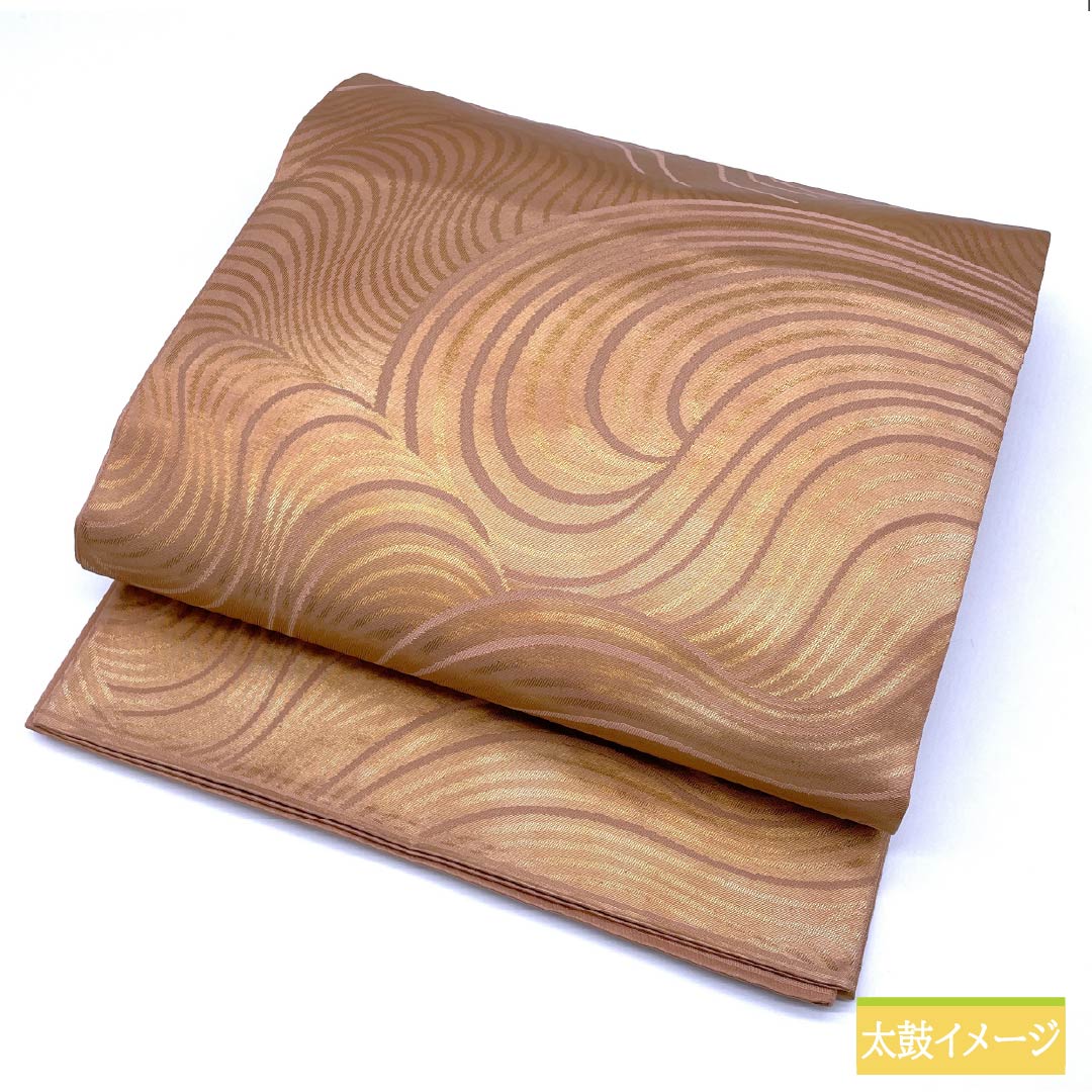 袋帯 正絹 薄赤色（うすあかいろ） 西陣織 波 帯丈432cm Sランク 六通 セミフォーマル ピンク系 1123012882313