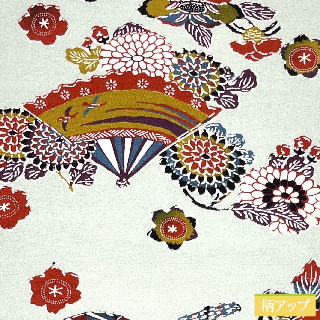 名古屋帯 正絹 Aランク 青白磁色（せいはくじいろ） 型染 扇 花 帯丈350cm 全通 カジュアル 水色系 1124011573324 名古屋仕立て