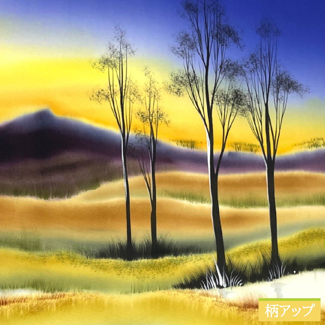 名古屋帯 正絹 Aランク 桔梗色（ききょういろ） 染め帯 塩瀬 風景柄 帯丈361cm ポイント柄 セミフォーマル 青系 1124011463317 名古屋仕立て