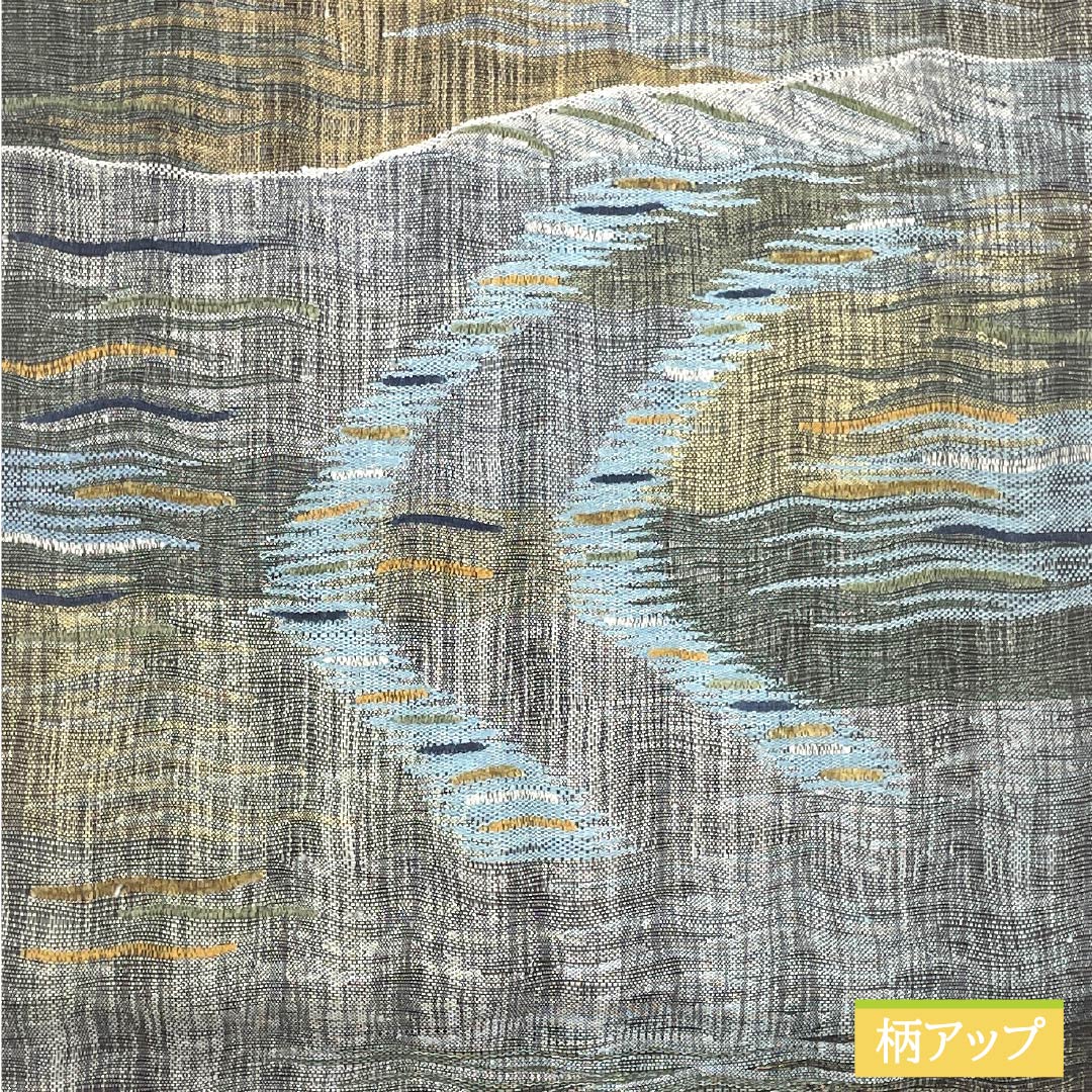 袋帯 正絹 Sランク 櫛織 抽象模様 帯丈456cm ポイント柄 カジュアル 黒系 1123015922410