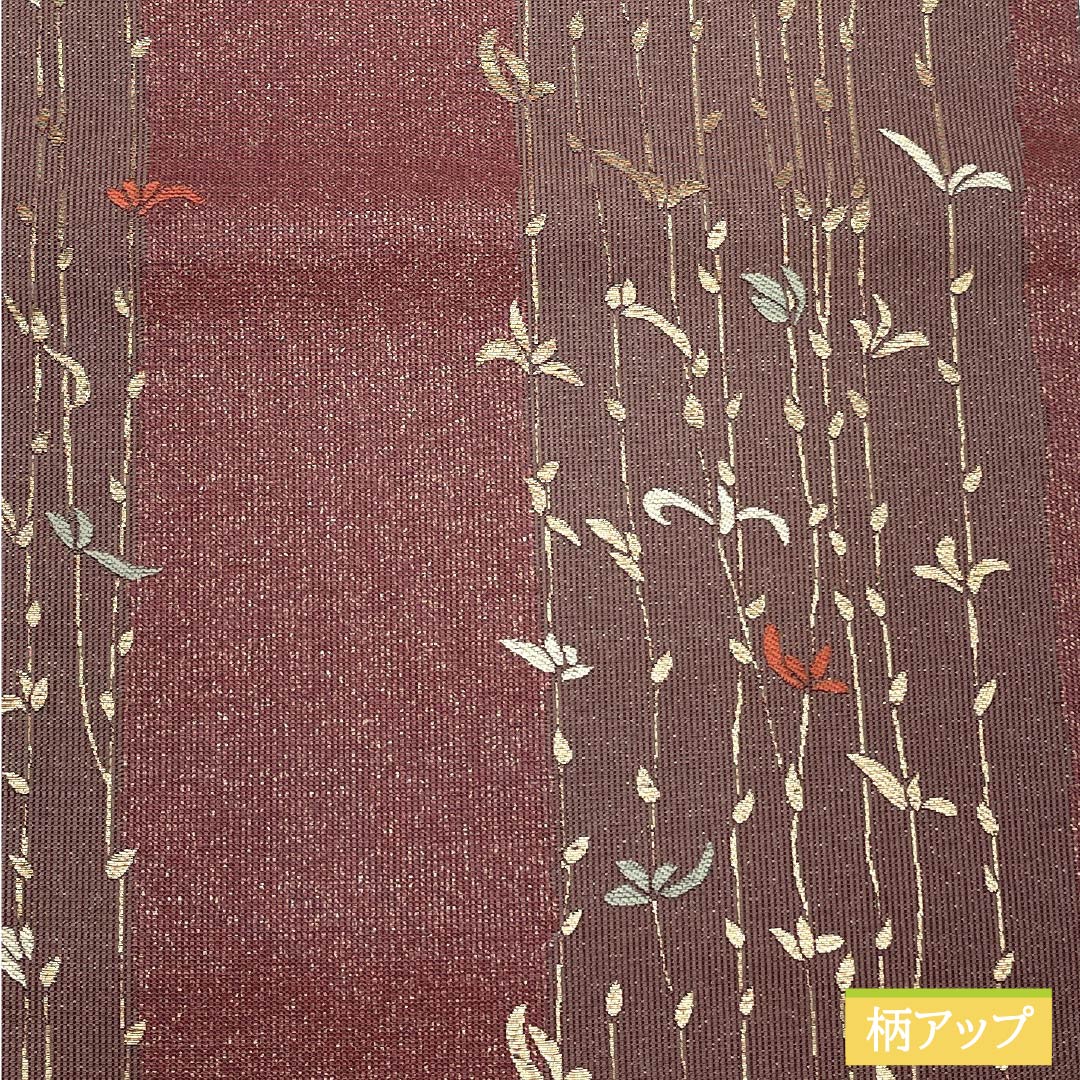 袋帯 正絹 Sランク 草花模様 西陣織 帯丈424cm 六通 カジュアル 紫系 1123015872320