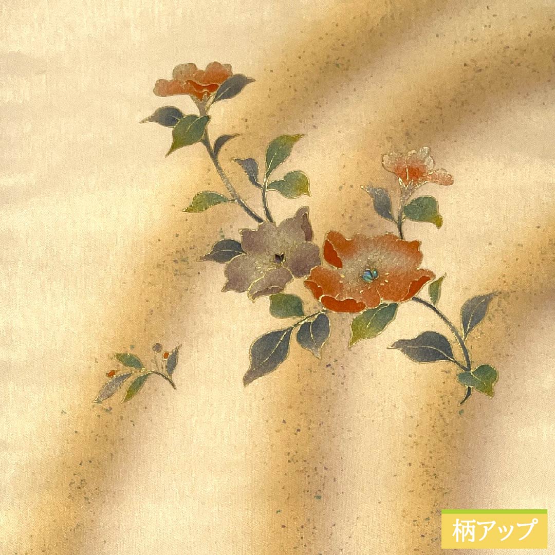 （京袋帯）名古屋帯 正絹 Aランク 金色 金彩加工 花柄 螺鈿 帯丈363cm ポイント柄 セミフォーマル 金系 1124011063321 名古屋仕立て