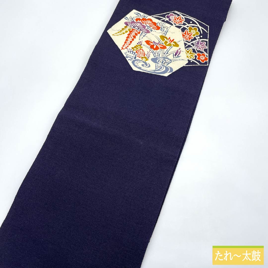 リサイクル着物】名古屋帯 正絹 Aランク 褐色（かちいろ） 型染