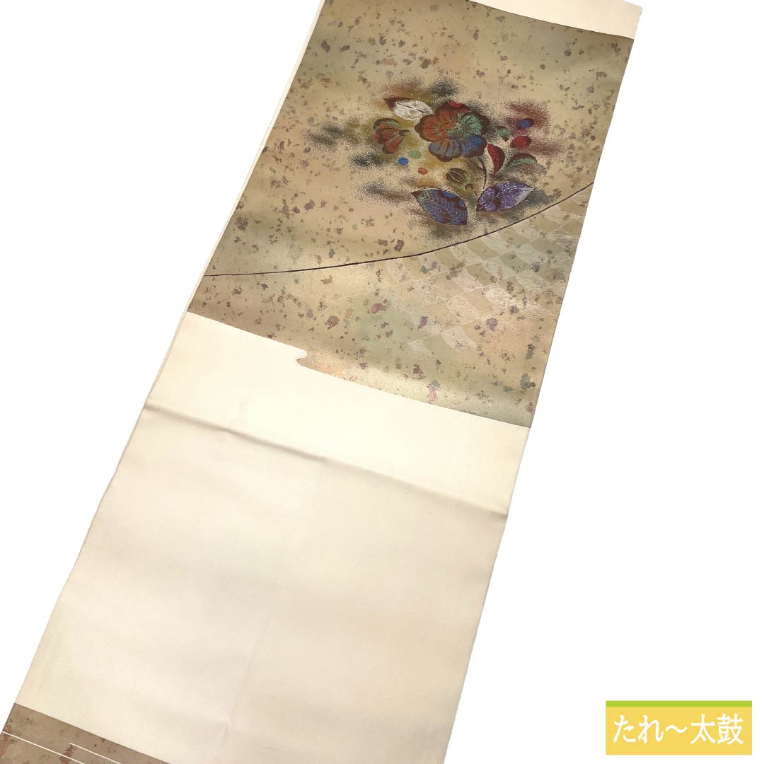 名古屋帯 正絹 Aランク 名古屋仕立て 乳白色（にゅうはくしょく） 古典柄 辻ヶ花 しつけ付き 帯丈360cm ポイント柄 セミフォーマル 白系 1124012653311