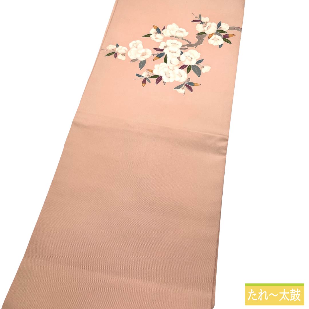 名古屋帯 正絹 Sランク 名古屋仕立て 乙女色（おとめいろ） 染め帯 塩瀬 草花模様 帯丈372cm ポイント柄 カジュアル ピンク系 1124014062313
