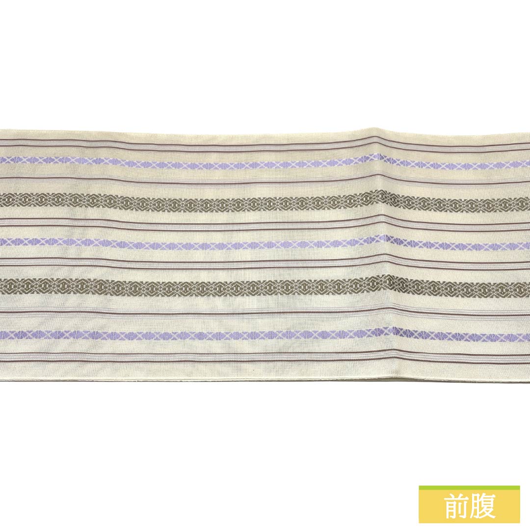 （新品）名古屋帯 正絹 NEWランク 松葉仕立て 練色（ねりいろ） 本場筑前博多織 八寸なごや帯 献上柄 帯丈373cm 全通 カジュアル ベージュ系 1124014211325