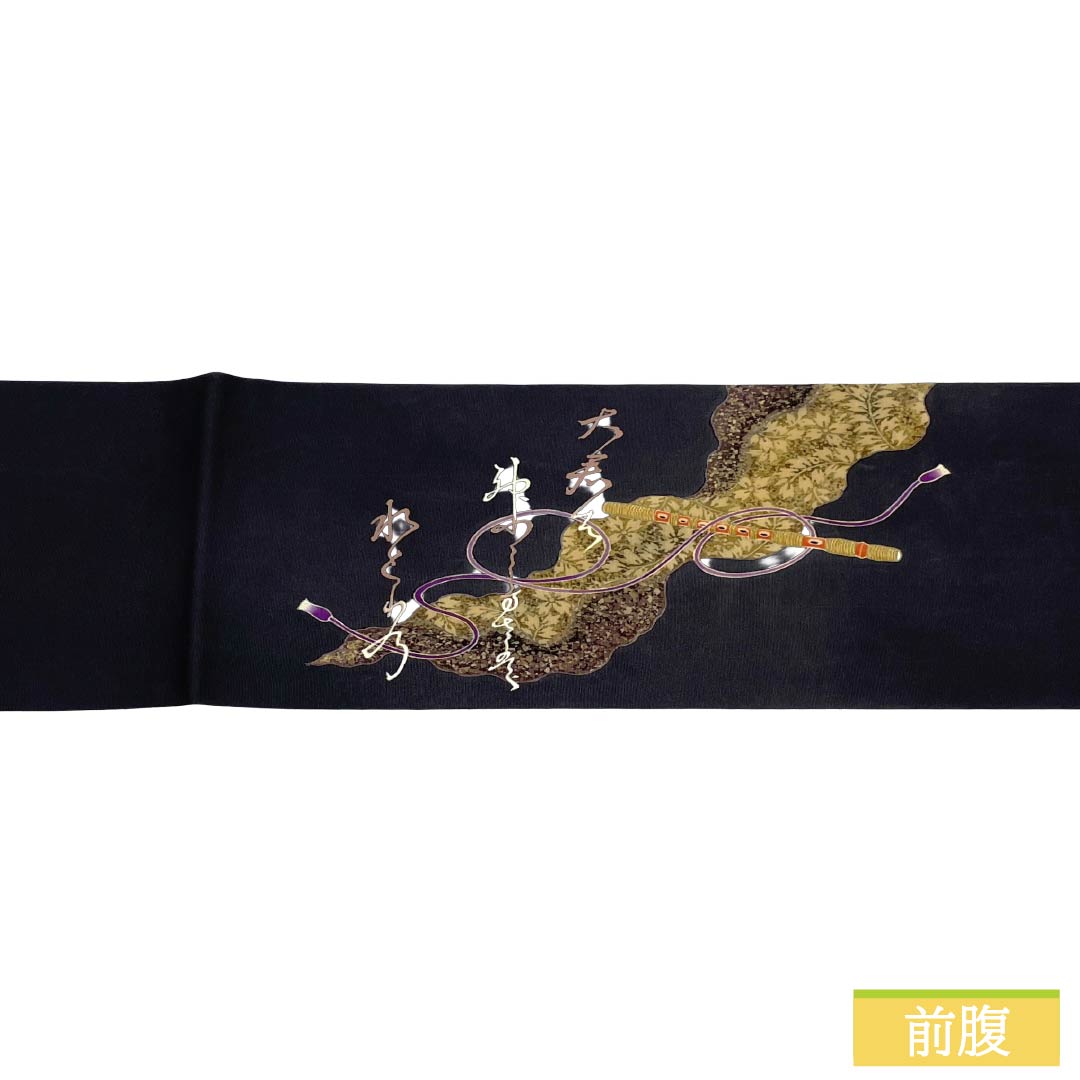 名古屋帯 正絹 Aランク 名古屋仕立て 黒鼠色（くろねずいろ） 古典柄 塩瀬 和楽器 帯丈370cm ポイント柄 セミフォーマル 黒系 1124012573310