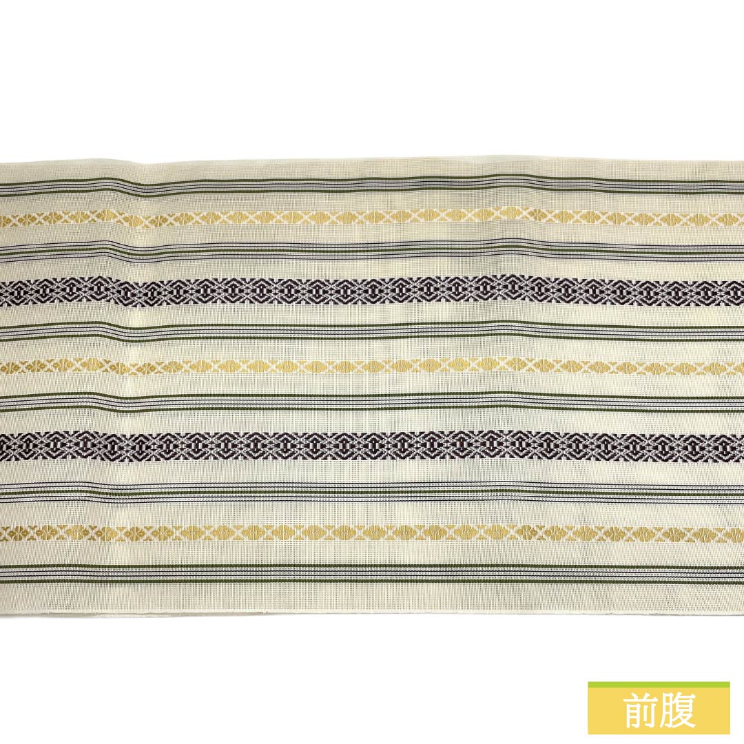 （新品）名古屋帯 正絹 NEWランク 松葉仕立て 練色（ねりいろ） 本場筑前博多織 八寸なごや帯 献上柄 帯丈376.5cm 全通 カジュアル ベージュ系 1124014171325