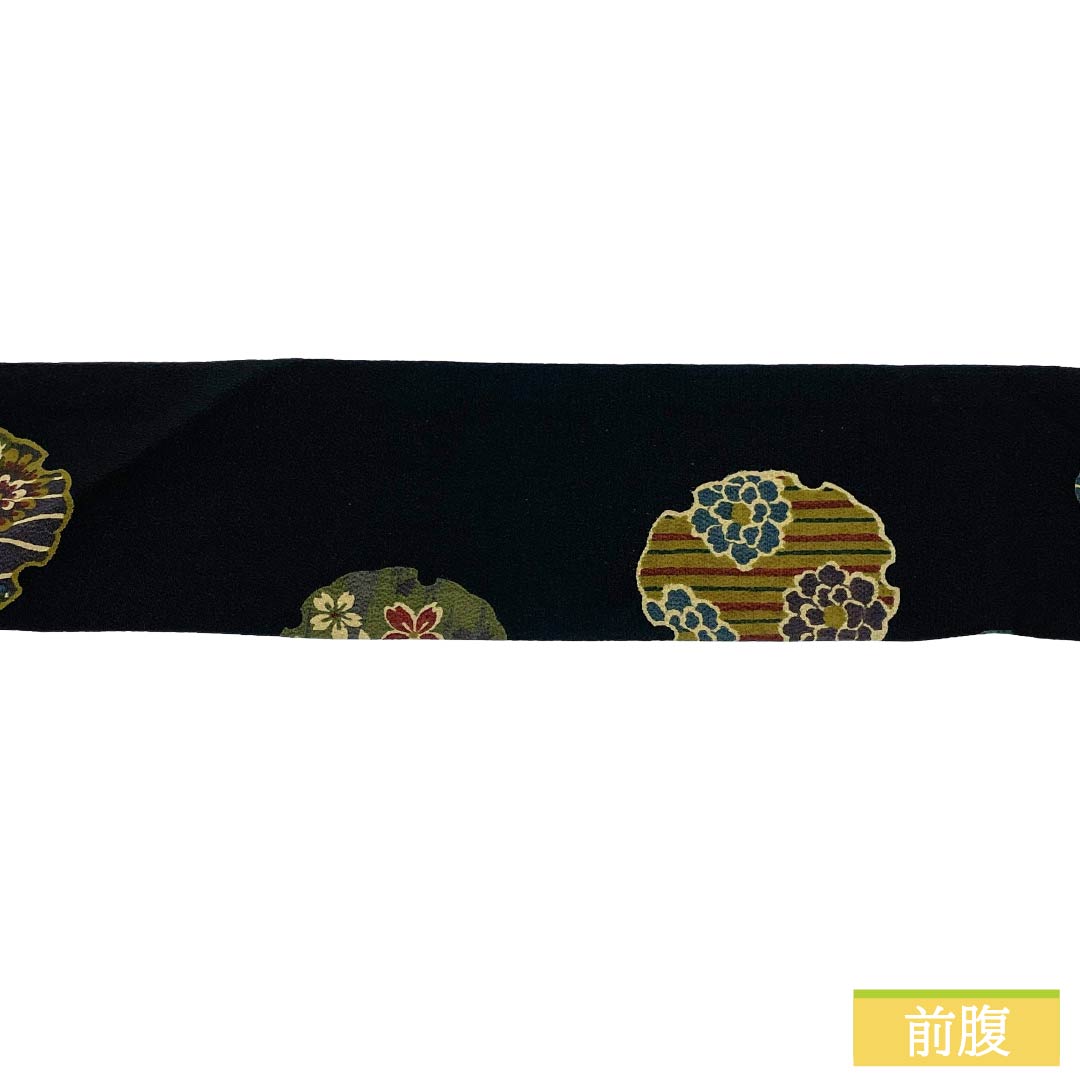 リサイクル着物】名古屋帯 正絹 Aランク 名古屋仕立て 黒色（くろいろ