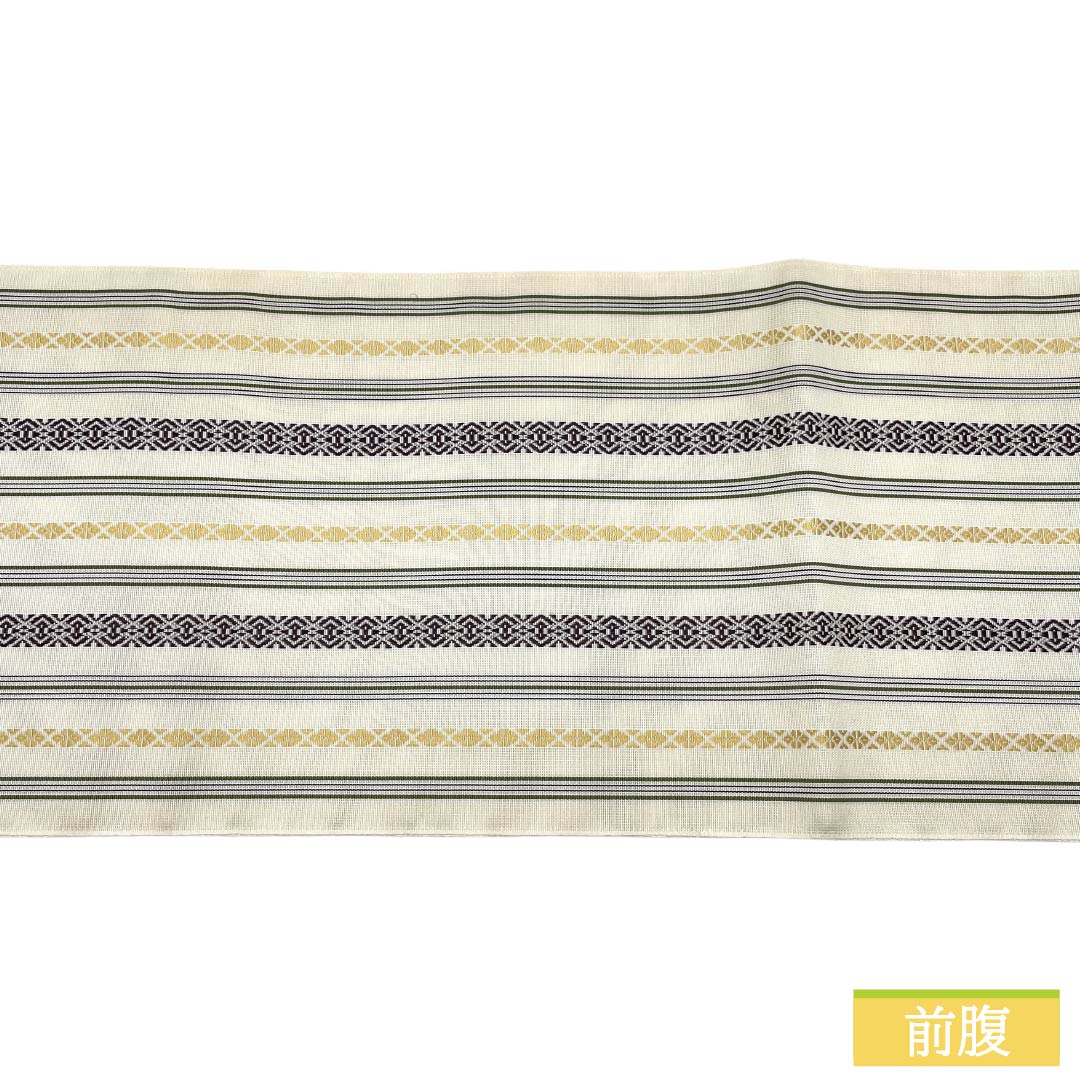 （新品）名古屋帯 正絹 NEWランク 松葉仕立て 練色（ねりいろ） 本場筑前博多織 八寸なごや帯 献上柄 帯丈374cm 全通 カジュアル ベージュ系 1124014221325