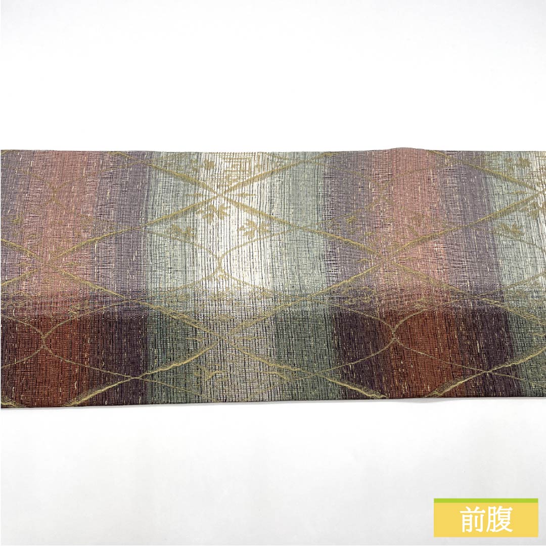 袋帯 正絹 Sランク 虹彩 西陣織 本泥染袋帯 抽象模様 帯丈450cm 全通 カジュアル グラデーション系 1123015882499