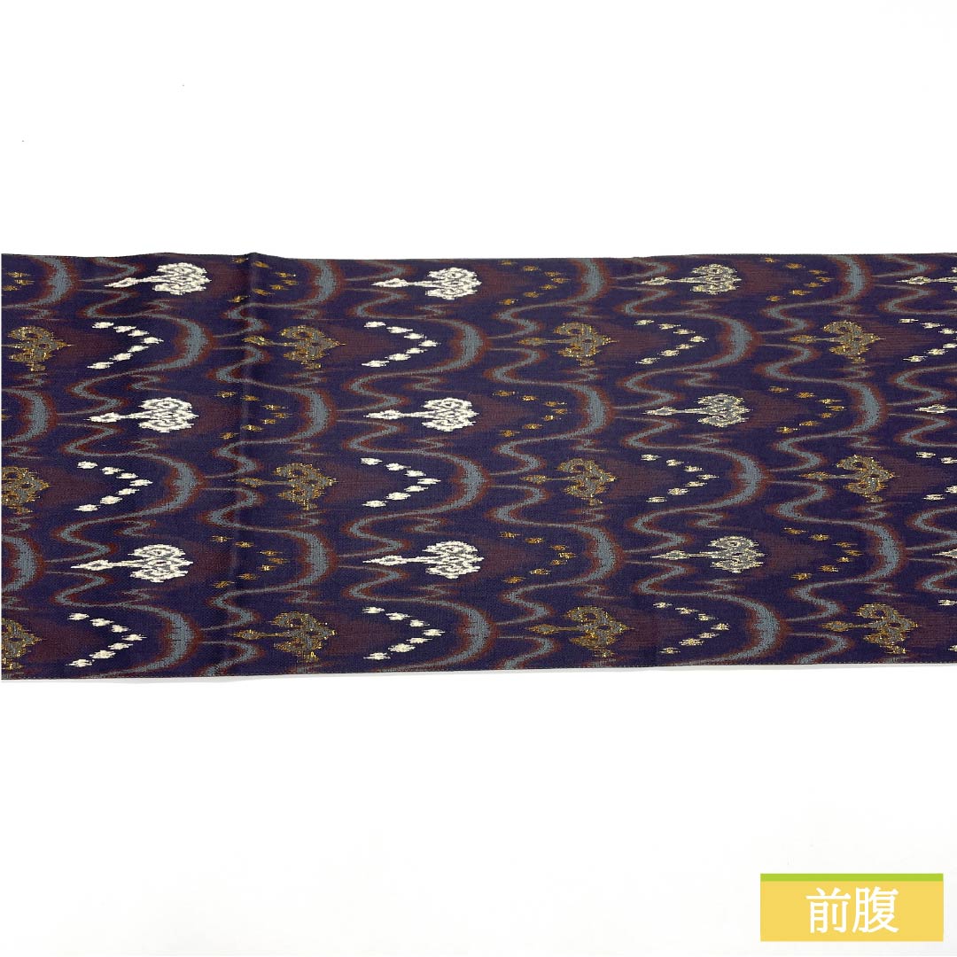 袋帯 正絹 Sランク 深滅紫色（ふかきけしむらさきいろ） 西陣織 太子間道 リバーシブル 帯丈448cm 六通 セミフォーマル 紫系 1123015892320