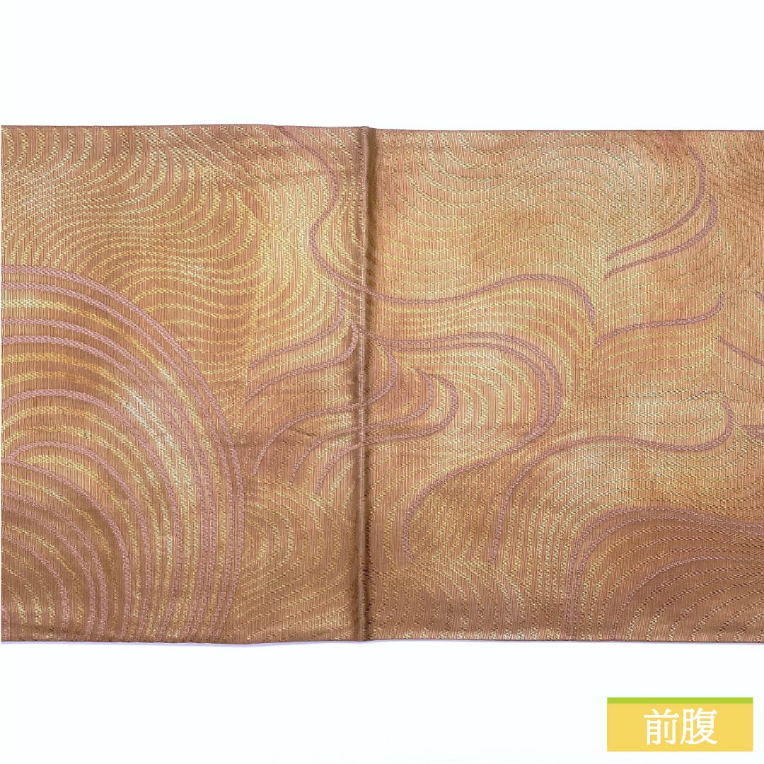 袋帯 正絹 薄赤色（うすあかいろ） 西陣織 波 帯丈432cm Sランク 六通 セミフォーマル ピンク系 1123012882313