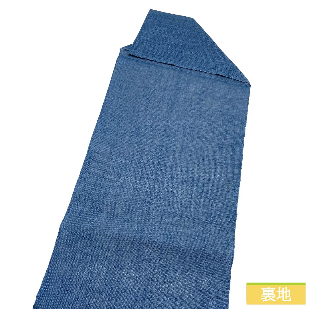 名古屋帯 正絹 Ｓランク 松葉仕立て 伯林青色（べれんすいろ） 夏帯 植物柄 帯丈358cm ポイント柄 カジュアル 紺系 1124012902318