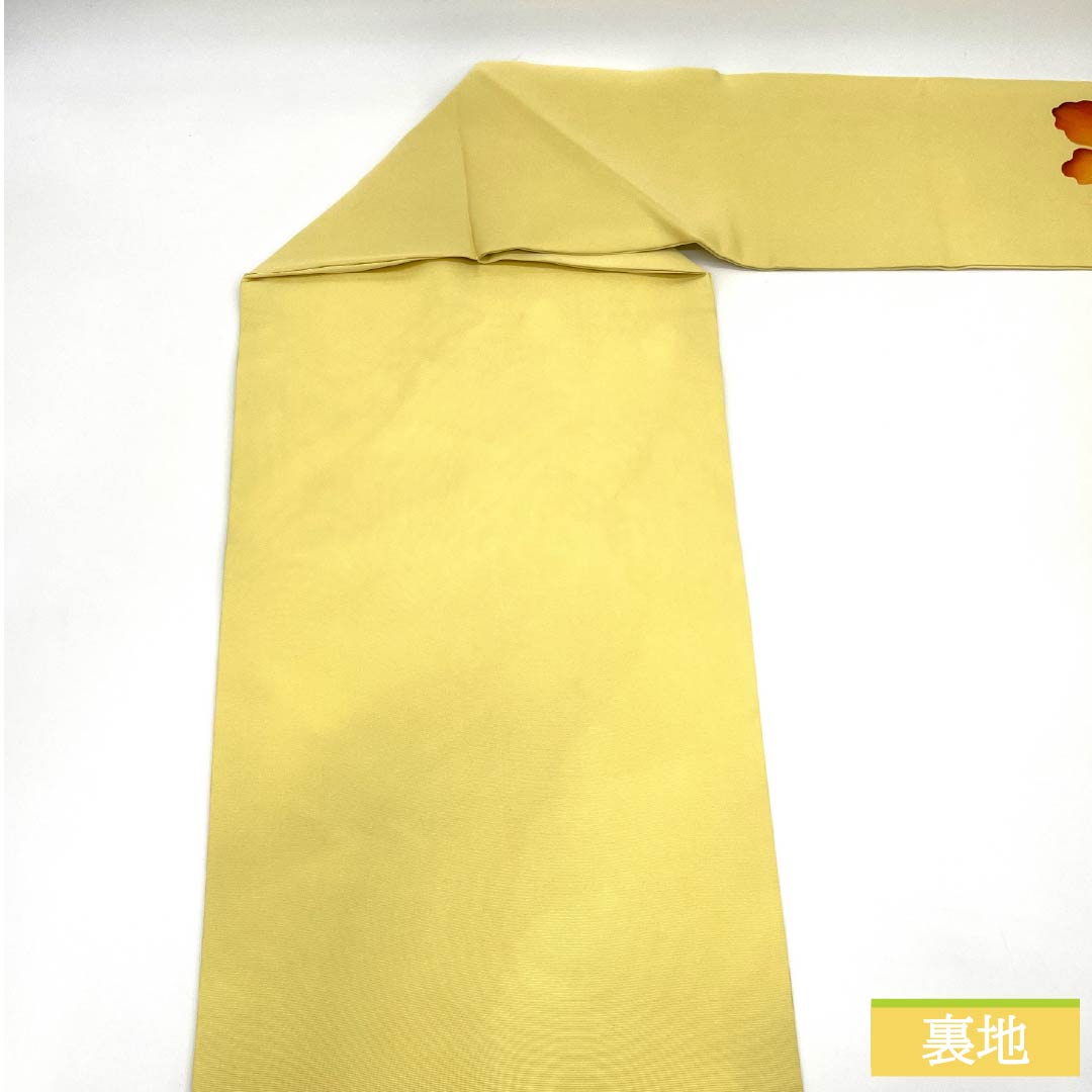 Nagoya obi, genuine silk, A rank, pale yellow, dyed obi, Western floral, floral pattern, obi length 350cm, point pattern, casual, yellow tones, 1124011233323, Nagoya tailoring