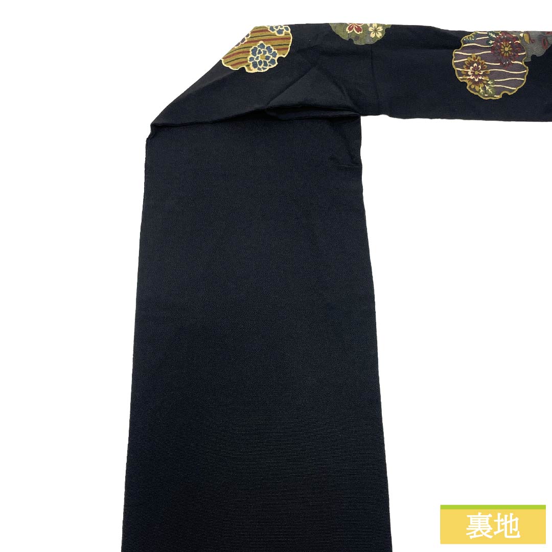 リサイクル着物】名古屋帯 正絹 Aランク 名古屋仕立て 黒色（くろいろ