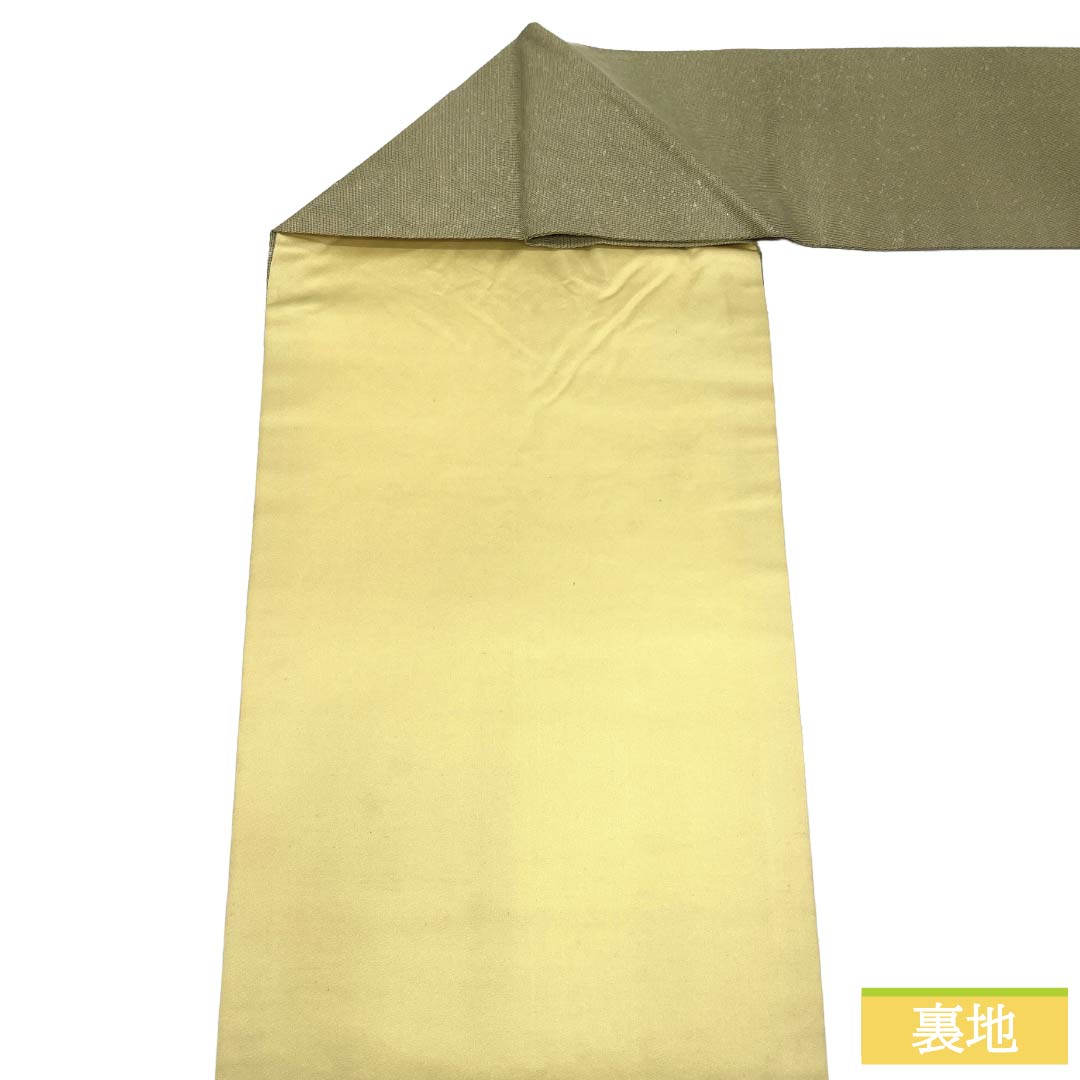 名古屋帯 正絹 Aランク 名古屋仕立て 蝋色（ろういろ） 古典柄 紅葉 帯丈355cm ポイント柄 カジュアル 緑系 1124012693319
