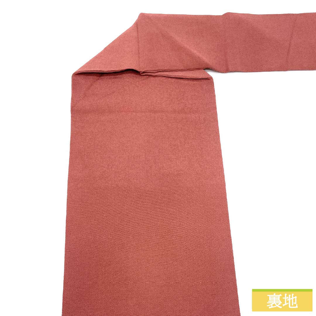 （京袋帯）名古屋帯 正絹 Aランク 蘇芳色（すおういろ） 京紅型 古典柄 ちりめん地 帯丈366cm ポイント柄 カジュアル ピンク系 1124011143313 名古屋仕立て