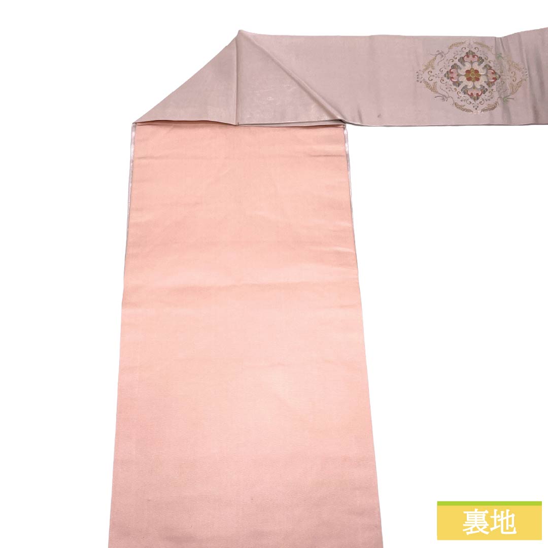 名古屋帯 正絹 Aランク 名古屋仕立て 桜色（さくらいろ） 古典柄 花柄 帯丈361cm ポイント柄 セミフォーマル ピンク系 1124012703313