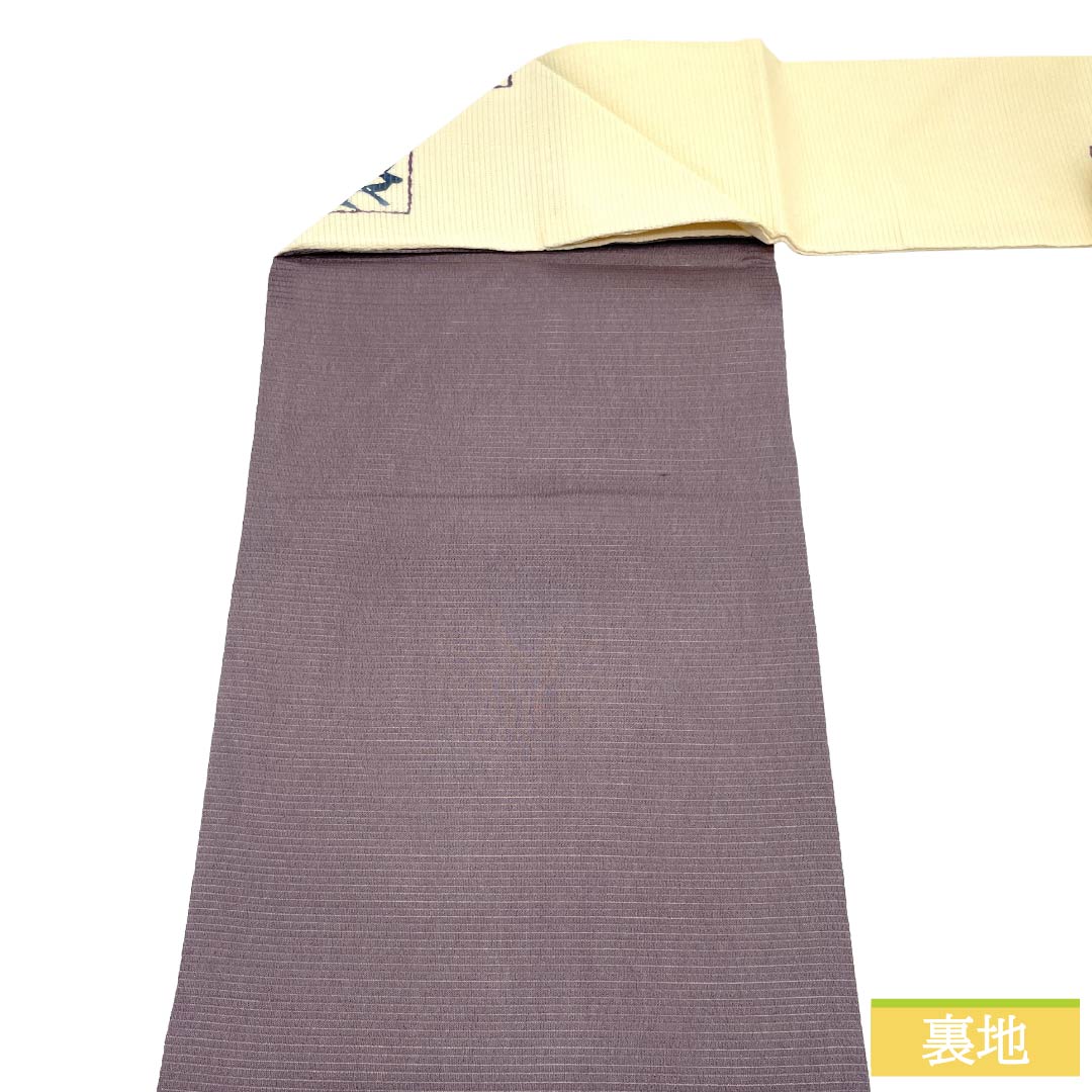 名古屋帯 正絹 Aランク 名古屋仕立て 乳白色（にゅうはくしょく） 古典柄 花鳥風月 型染 帯丈376cm ポイント柄 カジュアル 白系 1124013443311