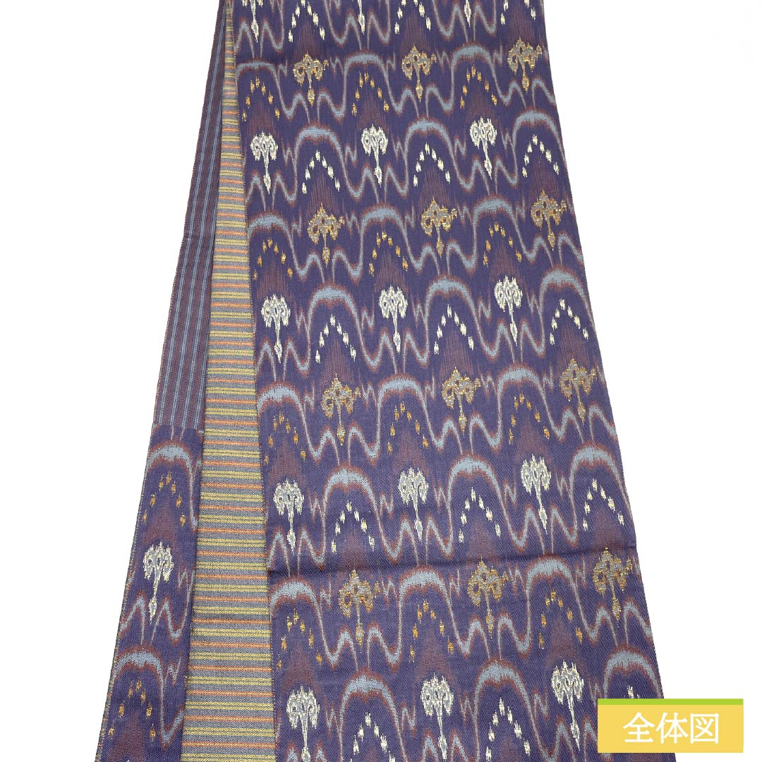 袋帯 正絹 Sランク 深滅紫色（ふかきけしむらさきいろ） 西陣織 太子間道 リバーシブル 帯丈448cm 六通 セミフォーマル 紫系 1123015892320