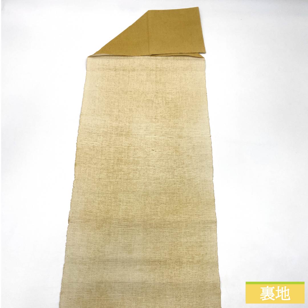 名古屋帯 正絹 Aランク 麦藁色（むぎわらいろ） 京紅型 唐花模様 紬地 帯丈362cm 六通 カジュアル ベージュ系 1124011213325 松葉仕立て