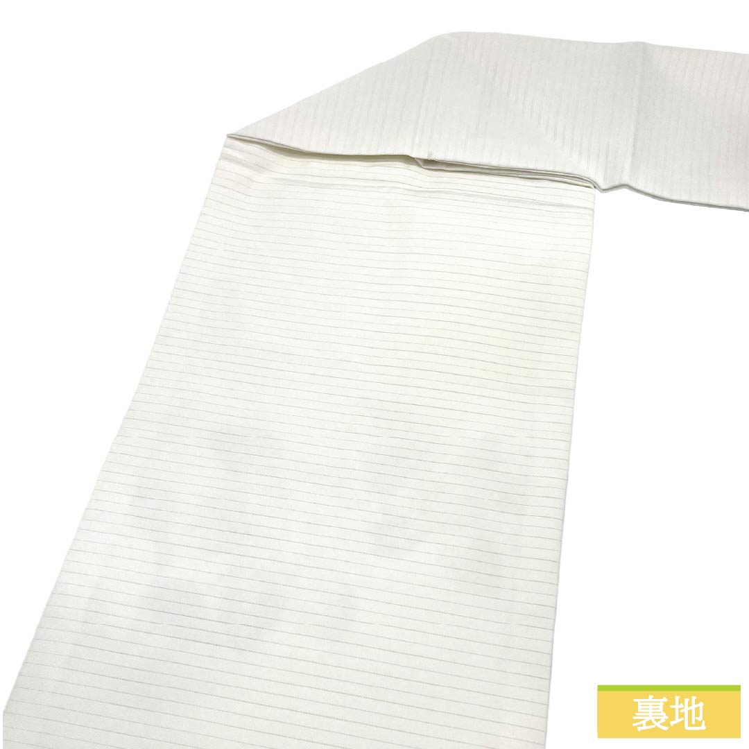 名古屋帯 ポリエステル Aランク 名古屋仕立て 白色（しろいろ） 紫陽花 夏帯 長尺 帯丈380cm ポイント柄 カジュアル 白系 1124013223411