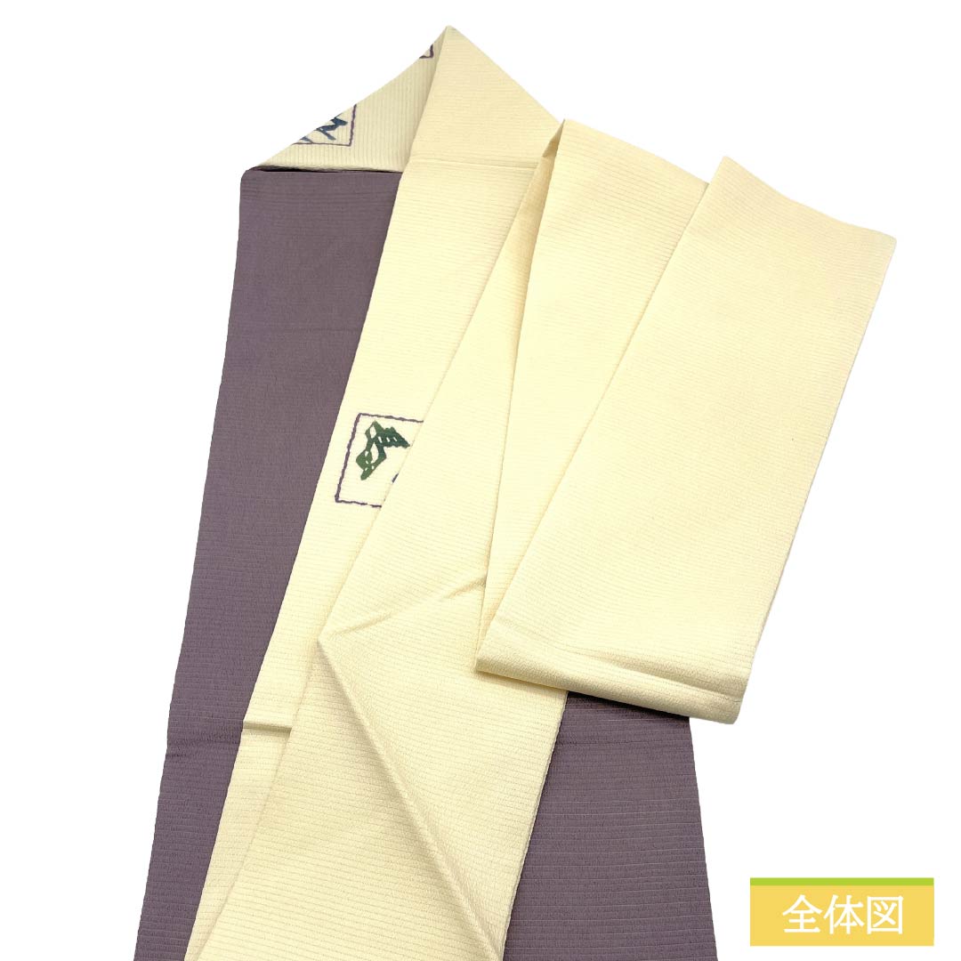 名古屋帯 正絹 Aランク 名古屋仕立て 乳白色（にゅうはくしょく） 古典柄 花鳥風月 型染 帯丈376cm ポイント柄 カジュアル 白系 1124013443311
