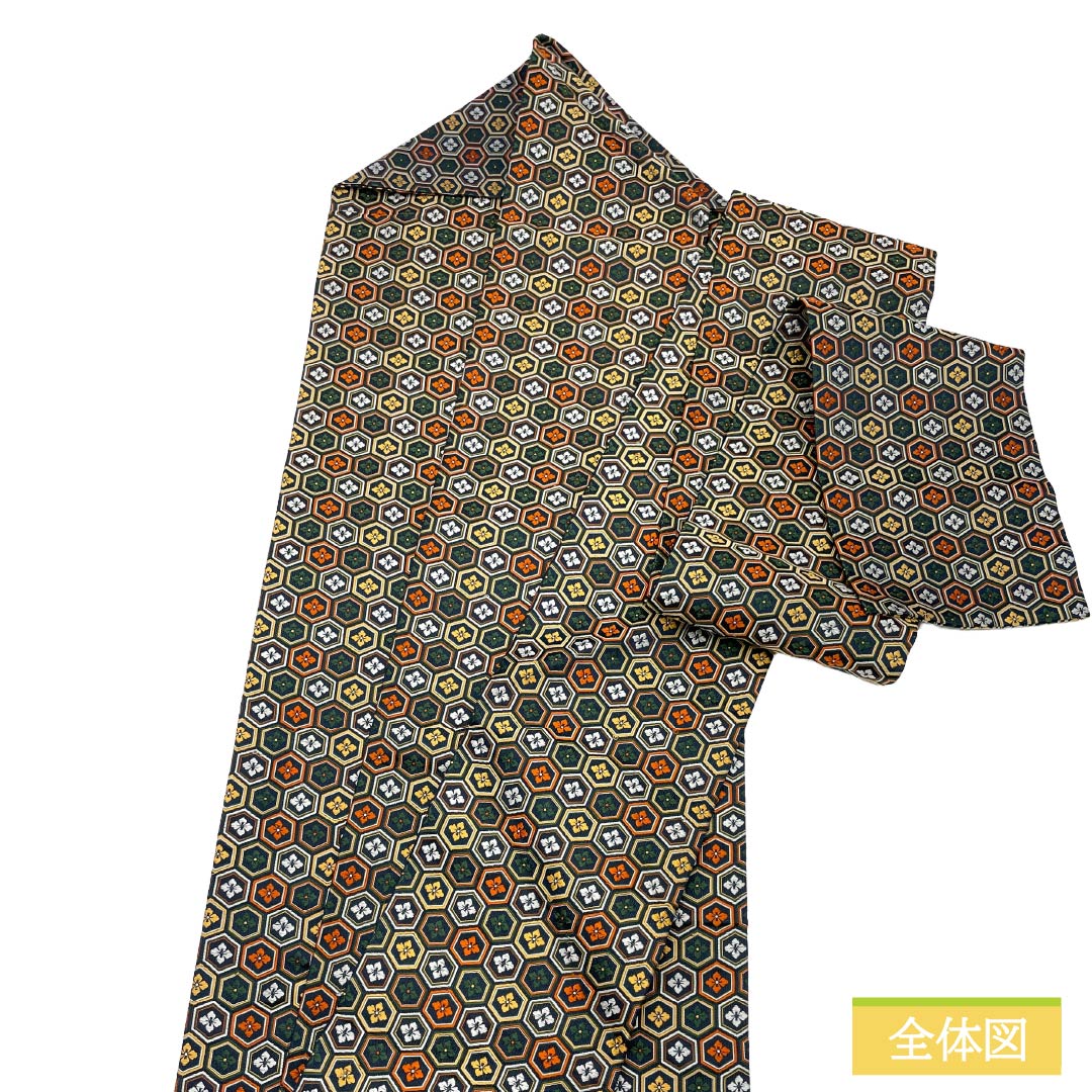 リサイクル着物】名古屋帯 正絹 Sランク 名古屋仕立て 黒色（くろいろ