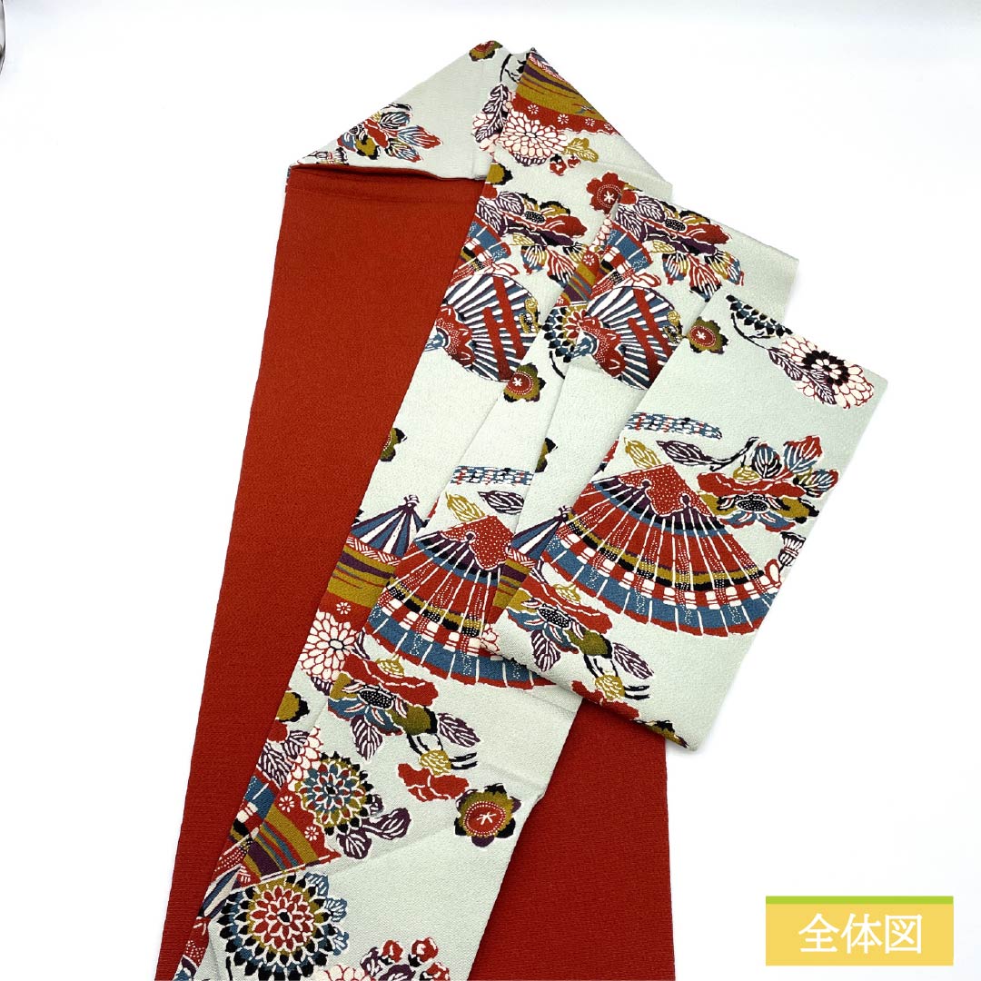名古屋帯 正絹 Aランク 青白磁色（せいはくじいろ） 型染 扇 花 帯丈350cm 全通 カジュアル 水色系 1124011573324 名古屋仕立て