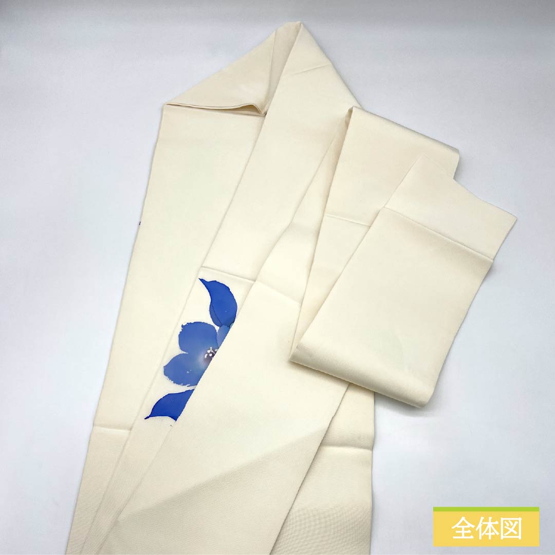 名古屋帯 正絹 Bランク 乳白色（にゅうはくしょく） 染め帯 塩瀬 洋花柄 帯丈357cm ポイント柄 セミフォーマル 白系 1124011533311 名古屋仕立て