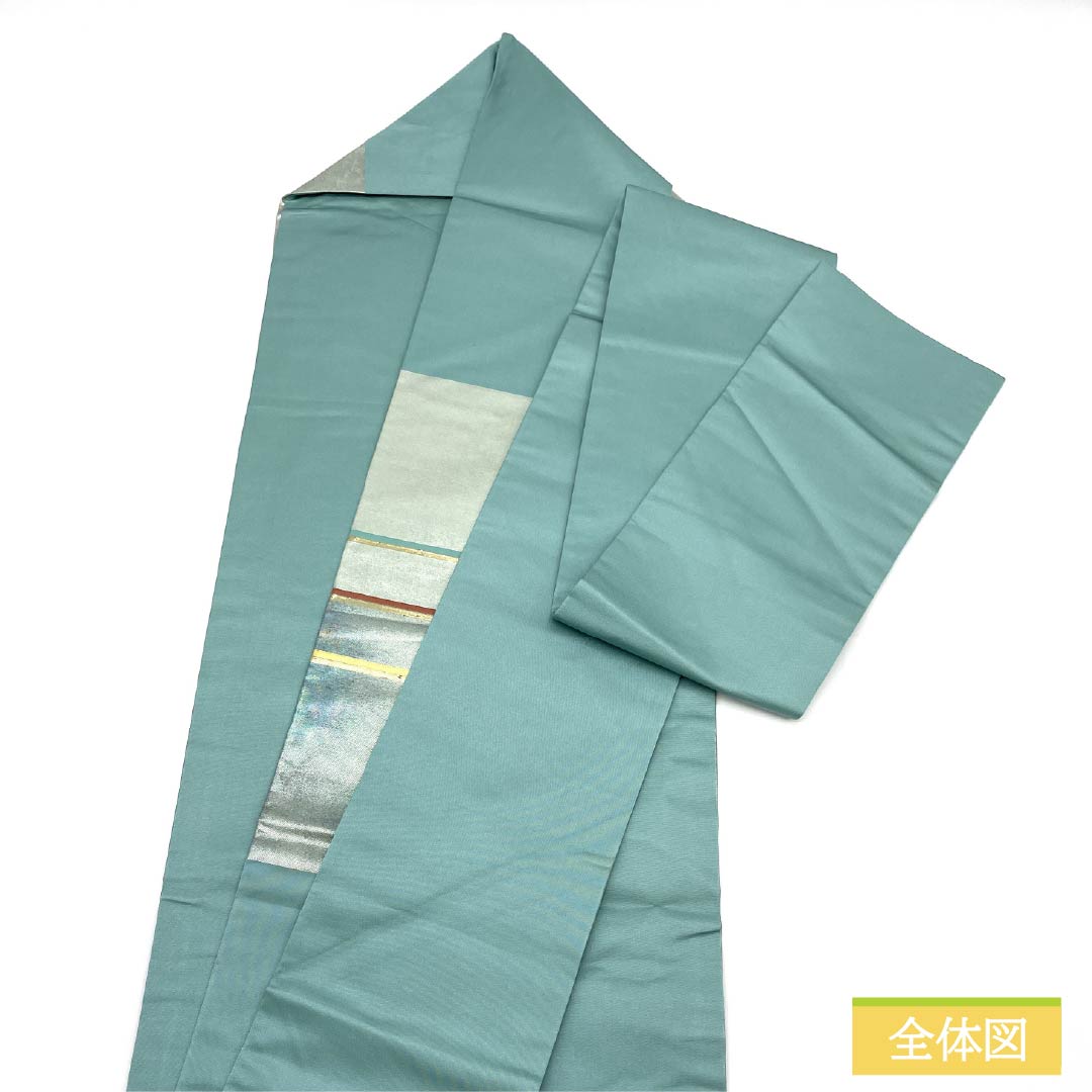 Nagoya obi, genuine silk, Rank A, light indigo (mizu-asagi-iro), abstract pattern, obi length 354cm, partial design, semi-formal, blue tones, 1124011273317, Nagoya tailoring