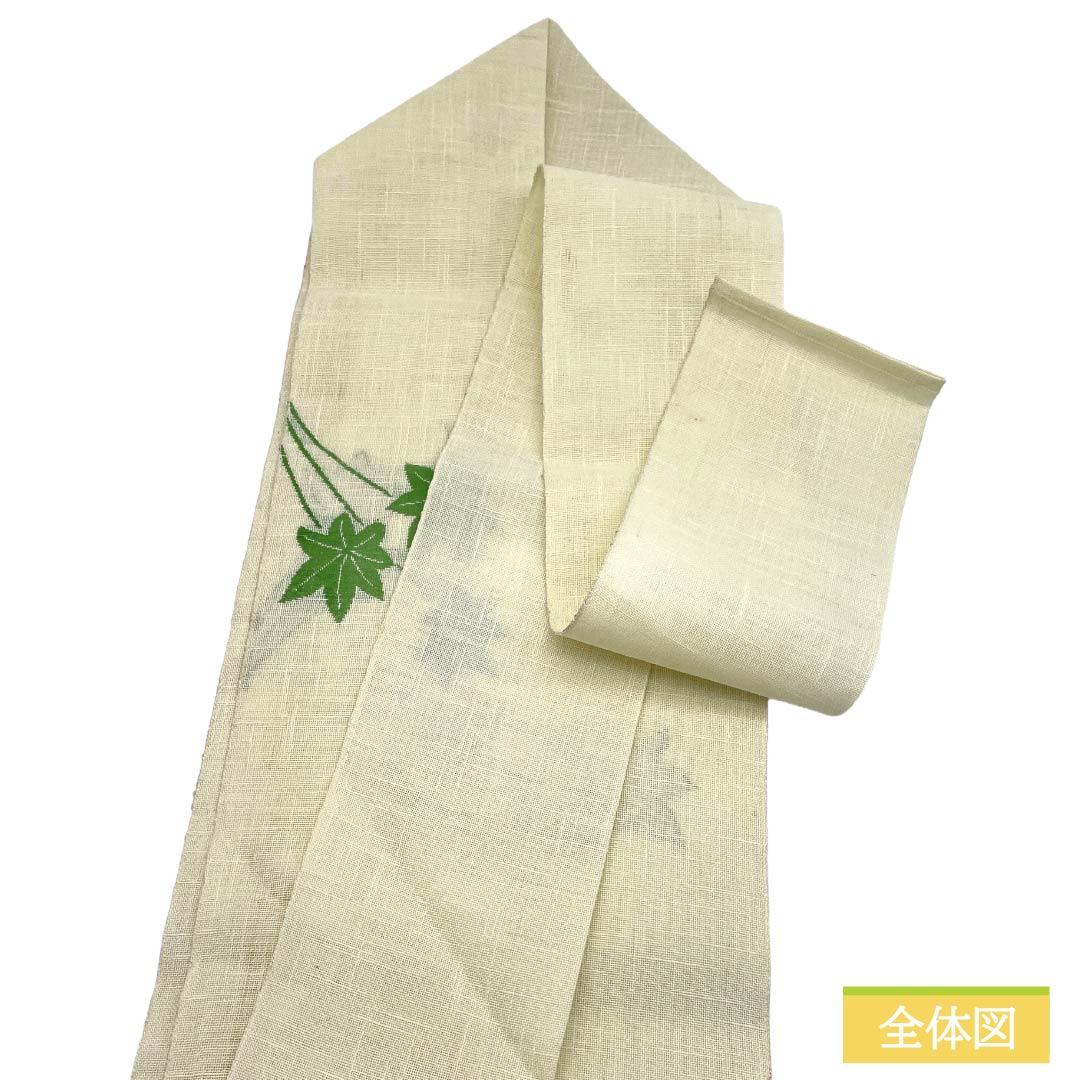 リサイクル着物】名古屋帯 正絹 Aランク 名古屋仕立て 夏帯 紅葉 帯丈