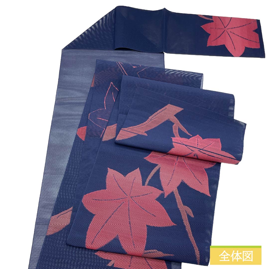 専用帯7266 ●高級 正絹 こぎん刺し 松葉仕立て 名古屋帯 リサイクル着物】名古屋帯 正絹 Sランク 松葉仕立て 紺色（こんいろ
