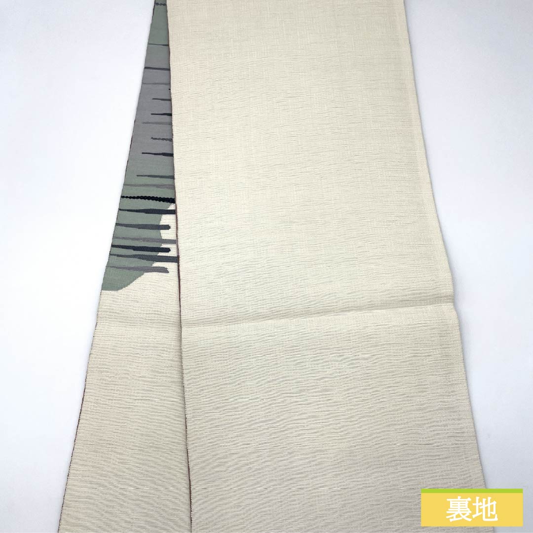 袋帯 正絹 Sランク リバーシブル すくい織 西陣織 抽象模様  帯丈452cm ポイント柄 カジュアル 茶系 1123015932414