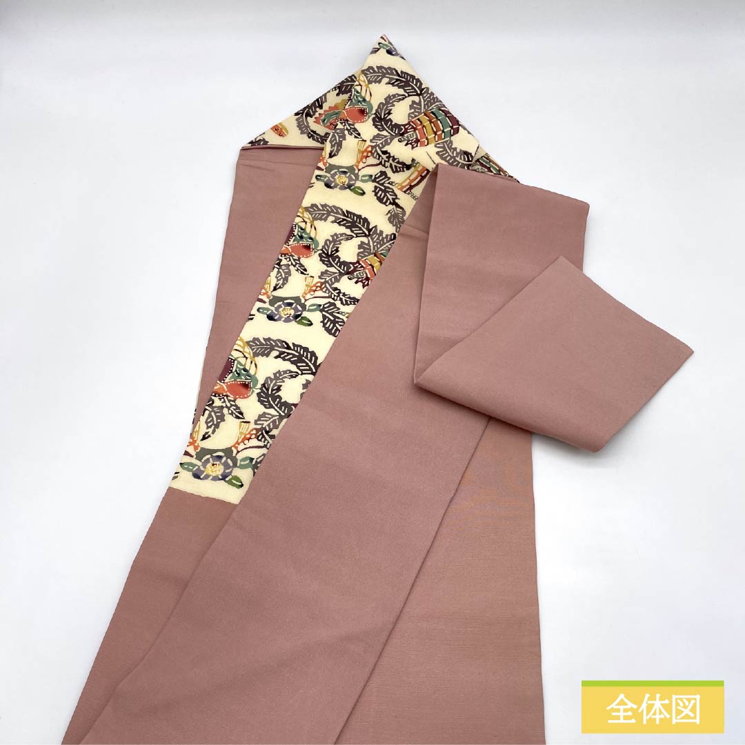 Nagoya obi, genuine silk, A rank, obana-iro (cream), Kyo-bingata botanical pattern, obi length 325cm, rokkaku, casual, cream system, 1124011253315, Nagoya tailoring